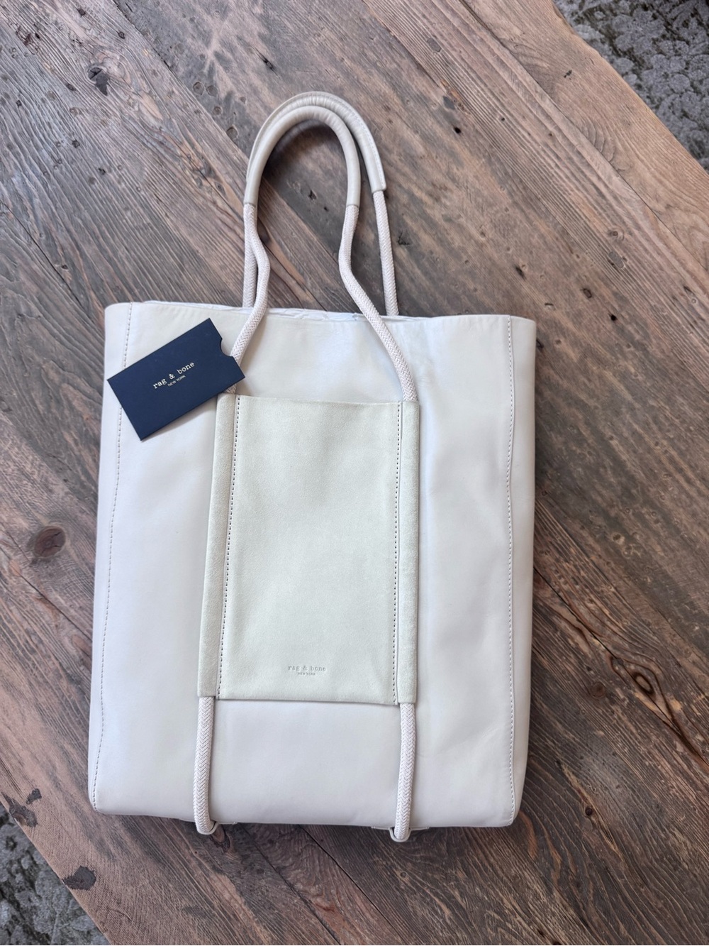New Rag & Bone Cream Leather Tote/Passport Bag